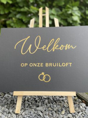 Welkomstbord bruiloft standaard A3 zwart