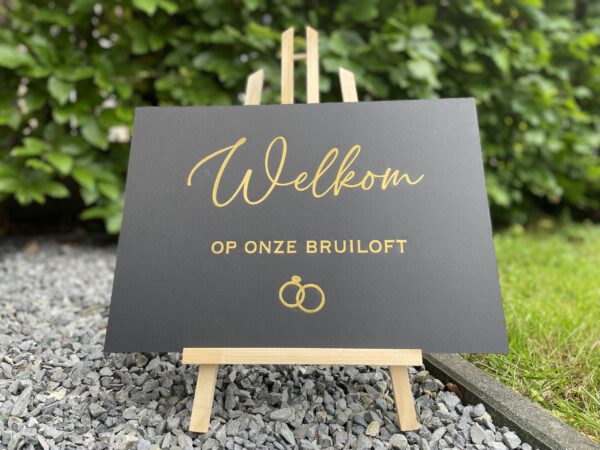 Welkomstbord bruiloft standaard A3 zwart