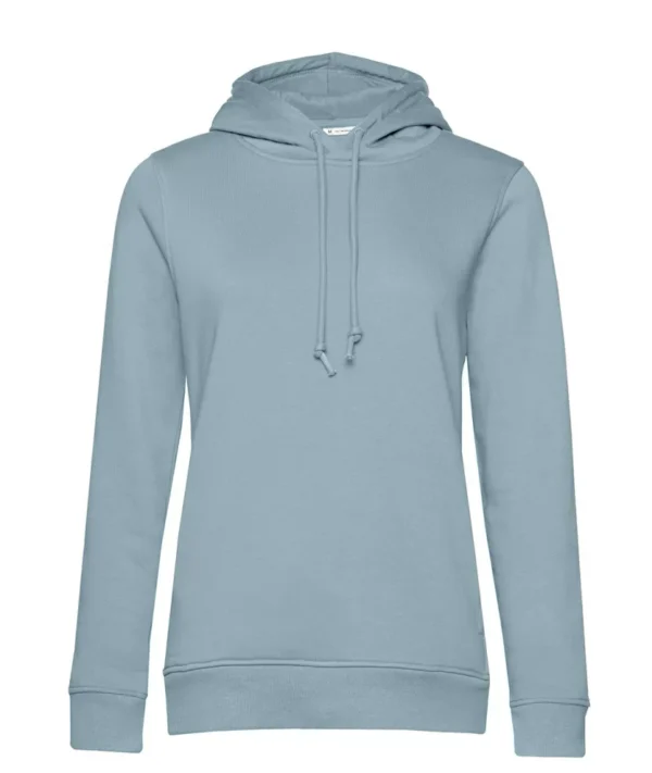 Hoodie vrouw zachtblauw Hoodie vrouw organisch katoen personaliseren zacht blauw mist