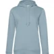 Hoodie vrouw organisch katoen personaliseren zacht blauw mist