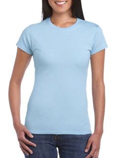 Gildan shirt vrouw lichtblauw Klein Gildan shirt vrouw personaliseren bedrukken